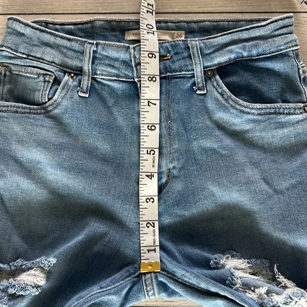 levis 721 high rise skinny jeans size 26 distressed